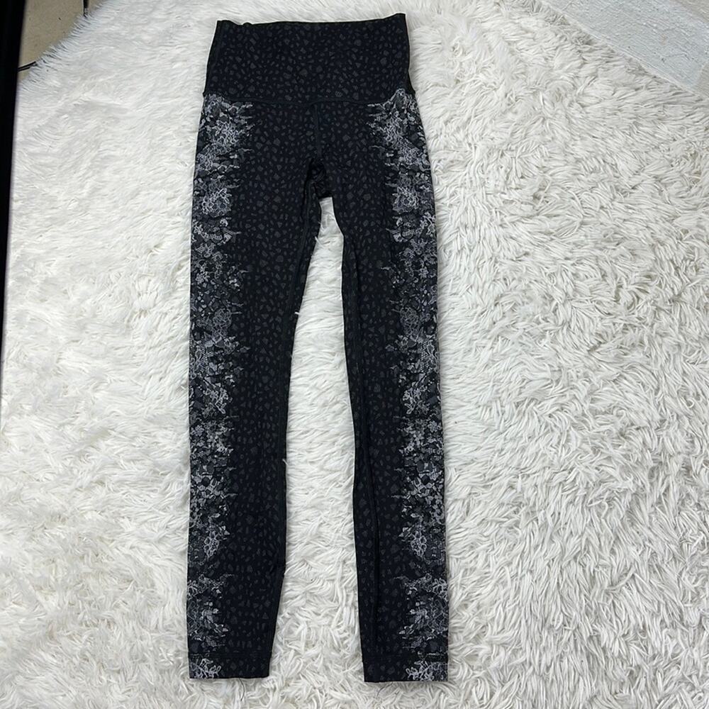Lululemon Wunder Under Hi-Rise Tight Overlace Wunderunder HR Ice Grey Black